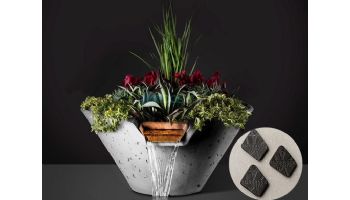 Slick Rock Concrete 29" Conical Cascade Water Bowl + Planter | Onyx | Stainless Steel Scupper | KCC29CSCSS-ONYX