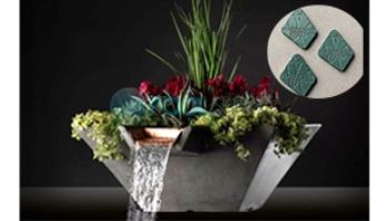 Slick Rock Concrete 29" Square Cascade Water Bowl + Planter | Onyx | Stainless Steel Scupper | KCC29SSCSS-ONYX