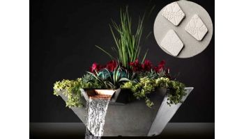 Slick Rock Concrete 34" Square Cascade Water Bowl + Planter | Great White | Copper Scupper | KCC34SSCC-GREATWHITE