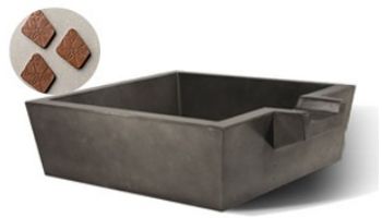Slick Rock Concrete 30" Box Spill Water Bowl | Umber | Stainless Steel Spillway | KSPB3010SPSS-UMBER