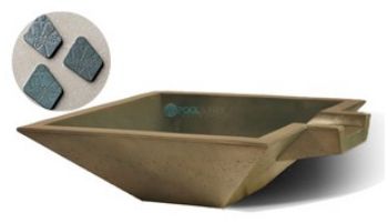Slick Rock Concrete 30" Square Spill Water Bowl | Shale | Stainless Steel Spillway | KSPS3010SPSS-SHALE