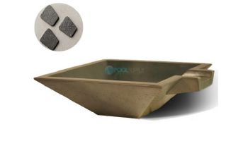 Slick Rock Concrete 30" Square Spill Water Bowl | Gray | Stainless Steel Spillway | KSPS3010SPSS-GRAY