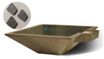 Slick Rock Concrete 30" Square Spill Water Bowl | Onyx | Stainless Steel Spillway | KSPS3010SPSS-ONYX