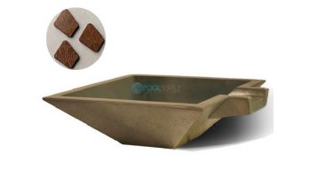 Slick Rock Concrete 30" Square Spill Water Bowl | Mahogany | Stainless Steel Spillway | KSPS3010SPSS-MAHOGANY