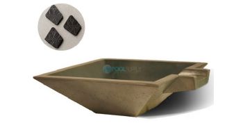 Slick Rock Concrete 30" Square Spill Water Bowl | Onyx | Stainless Steel Spillway | KSPS3010SPSS-ONYX