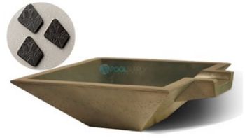 Slick Rock Concrete 30" Square Spill Water Bowl | Shale | Stainless Steel Spillway | KSPS3010SPSS-SHALE