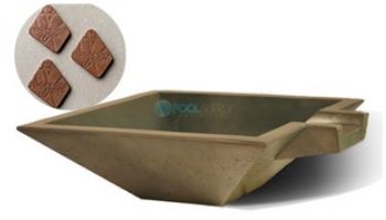 Slick Rock Concrete 30" Square Spill Water Bowl | Adobe | Copper Spillway | KSPS3010SPC-ADOBE