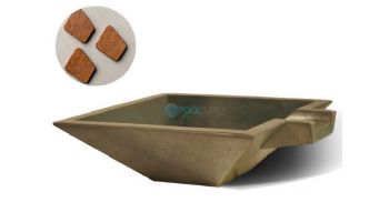Slick Rock Concrete 30" Square Spill Water Bowl | Copper | Copper Spillway | KSPS3010SPC-COPPER