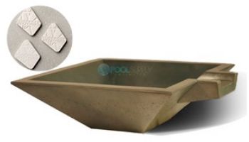 Slick Rock Concrete 30" Square Spill Water Bowl | Great White | Copper Spillway | KSPS3010SPC-GREATWHITE