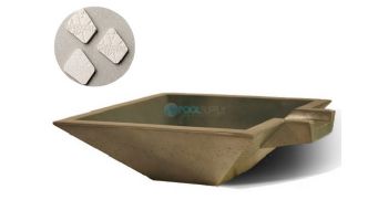 Slick Rock Concrete 30" Square Spill Water Bowl | Great White | Copper Spillway | KSPS3010SPC-GREATWHITE