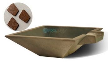 Slick Rock Concrete 30" Square Spill Water Bowl | Onyx | Copper Spillway | KSPS3010SPC-ONYX
