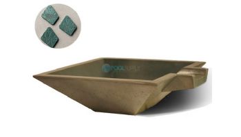 Slick Rock Concrete 30" Square Spill Water Bowl | Seafoam | Copper Spillway | KSPS3010SPC-SEAFOAM