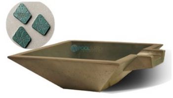 Slick Rock Concrete 30" Square Spill Water Bowl | Onyx | Copper Spillway | KSPS3010SPC-ONYX