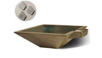 Slick Rock Concrete 30" Square Spill Water Bowl | Shale | Copper Spillway | KSPS3010SPC-SHALE