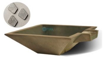 Slick Rock Concrete 30" Square Spill Water Bowl | Onyx | Copper Spillway | KSPS3010SPC-ONYX