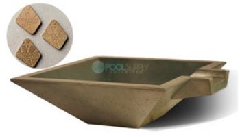 Slick Rock Concrete 30" Square Spill Water Bowl | Onyx | Copper Spillway | KSPS3010SPC-ONYX