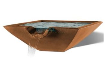 Slick Rock Concrete 30" Square Camber Water Bowl | Mahogany | No Liner | CS3011-MAHOGANY