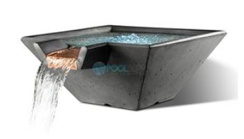 Slick Rock Concrete 22" Square Cascade Water Bowl | Coal Gray | Copper Spillway | KCC22SSPC-COALGRAY