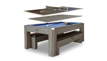 Hathaway Newport 7-Ft. Pool Table Combo Set with Benches | Rustic Gray with Blue Felt | BG50374