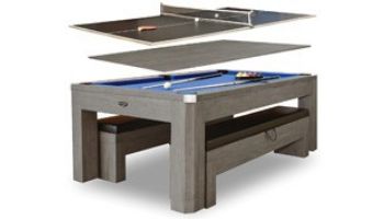 Hathaway Newport 7-Ft. Pool Table Combo Set with Benches | Rustic Gray with Blue Felt | BG50374