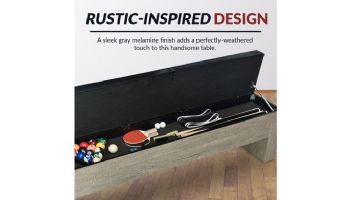 Hathaway Newport 7-Ft. Pool Table Combo Set with Benches | Rustic Gray with Blue Felt | BG50374