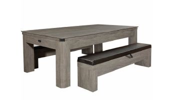 Hathaway Newport 7-Ft. Pool Table Combo Set with Benches | Rustic Gray with Blue Felt | BG50374