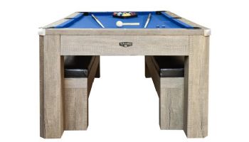 Hathaway Newport 7-Ft. Pool Table Combo Set with Benches | Rustic Gray with Blue Felt | BG50374