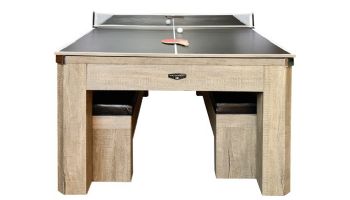 Hathaway Newport 7-Ft. Pool Table Combo Set with Benches | Rustic Gray with Blue Felt | BG50374