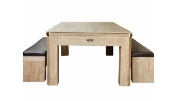 Hathaway Newport 7-Ft. Pool Table Combo Set with Benches | Rustic Gray with Blue Felt | BG50374