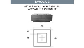 Prism Hardscapes Tavola 3 Fire Pit Table | Natural Gas | Coastal | PH-407-6NG