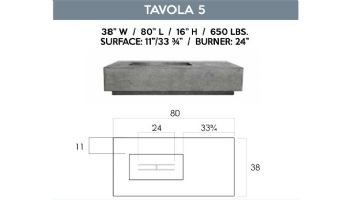 Prism Hardscapes Tavola 5 Fire Pit Table | Liquid Propane | Pewter | PH-409-4LP