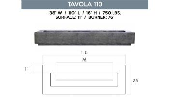 Prism Hardscapes Tavola 110 Fire Pit Table | Liquid Propane | Windguard | Pewter | PH-439-4LP