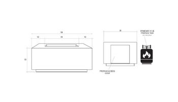 Prism Hardscapes Porto 58 Fire Pit Table | Enclosed Propane Unit | Cafe | PH-435-1LP