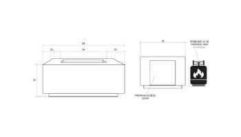 Prism Hardscapes Porto 58 Fire Pit Table | Enclosed Propane Unit | Ebony | PH-435-2LP