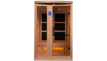 Golden Designs 2 Person Hotel Edition Full Spectrum PureTech Near Zero EMF FAR Infrared Sauna with Himalayan Salt Bar | Hemlock | GDI-8020-H2