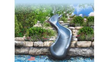 Global Pool Products Landscape Slide Swimming Pool Slide | Left Turn | Gray | GPPSRT15-GREY-L