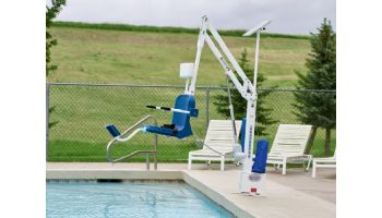 Aqua Creek Scout Excel Pool Lift | No Anchor | White Powder Coat with Blue Seat | F-SCTXL