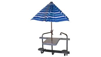 Global Pool Products 2-Seat Swim-Up High-Top Table with Matching Umbrella | Silver Vein Powder Coated Frame - Granite Gray Top | GPPOTE-2STHT-SV-U