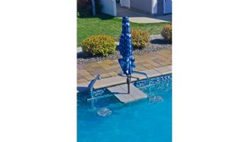 Global Pool Products 2-Seat Swim-Up High-Top Table with Matching Umbrella | Copper Vein Powder Coated Frame - Granite Tan Top | GPPOTE-2STHT-CV-U