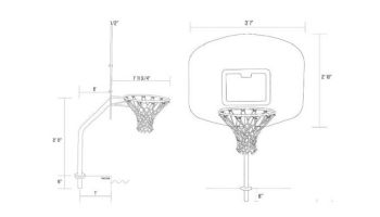 Global Pool Products Heavy Duty Basketball Set | 12" Offset with Net & Ball | Polished Frame | No Anchors | GPPOTE-HDBBS-SS
