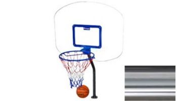 Global Pool Products Heavy Duty Basketball Set | 12" Offset with Net & Ball | Silver Vein Frame | No Anchors | GPPOTE-HDBBS-SV