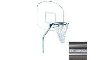 Global Pool Products Heavy Duty Basketball Set | 12" Offset with Net & Ball | Polished Frame | No Anchors | GPPOTE-HDBBS-SS