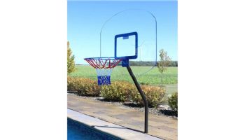 Global Pool Products Heavy Duty Basketball Set | 12" Offset with Net & Ball | Sand Frame | No Anchors | GPPOTE-HDBBS-SD