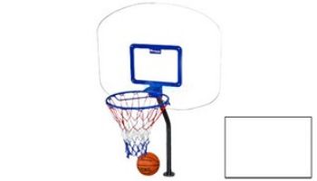 Global Pool Products Heavy Duty Basketball Set | 12_quot; Offset with Net _ Ball | White Frame | No Anchors | GPPOTE-HDBBS-WH