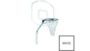 Global Pool Products Heavy Duty Basketball Set | 12" Offset with Net & Ball | White Frame | No Anchors | GPPOTE-HDBBS-WH