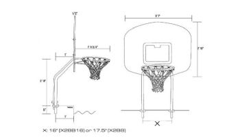 Global Pool Products X2 Basketball Set | 17.5" Anchor Spacing | Dual Pole with Net & Ball | Silver Vein Frame | No Anchors | GPP-X2BB-SV