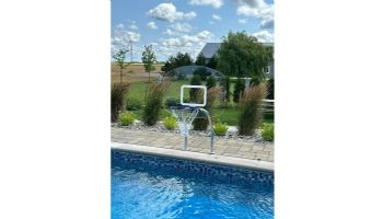 Global Pool Products X2 Basketball Set | 17.5" Anchor Spacing | Dual Pole with Net & Ball | Silver Vein Frame | No Anchors | GPP-X2BB-SV
