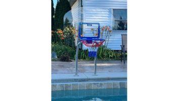 Global Pool Products X2 Basketball Set | 17.5" Anchor Spacing | Dual Pole with Net & Ball | Polished Frame | No Anchors | GPP-X2BB-SS