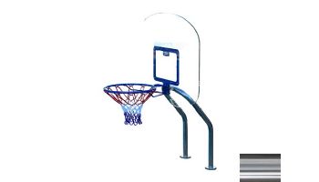 Global Pool Products X2 Basketball Set | 17.5" Anchor Spacing | Dual Pole with Net & Ball | Polished Frame | No Anchors | GPP-X2BB-SS