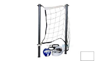 Global Pool Products Volleyball Set | 16' Net & Ball | White Poles | No Anchors | GPPOTE-VBS16-WH